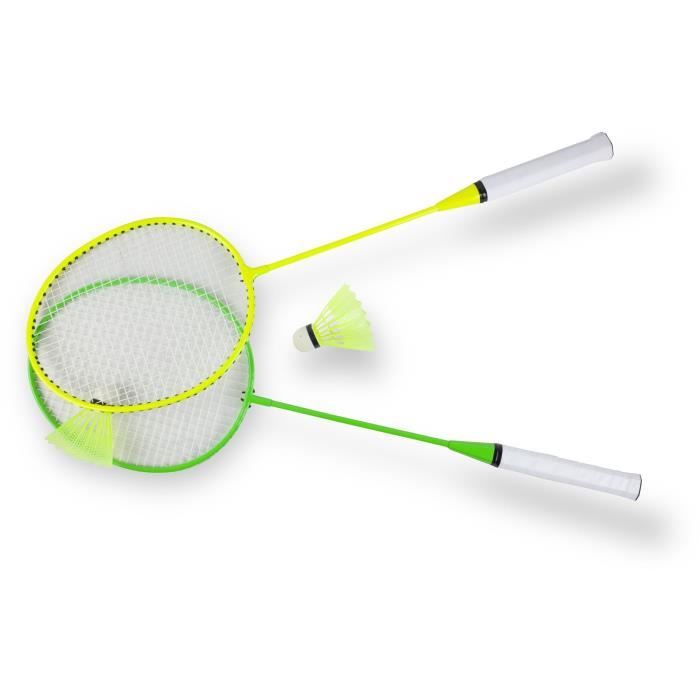 SPACE COURT Badminton Set - First Fly - 2 Steel Rackets - 2 Plastic Shuttlecocks