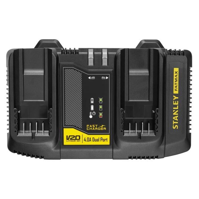 Dual 18V 4A Charger - STANLEY FATMAX - Compatible with all batteries in the V20 range - SFMCB24-QW