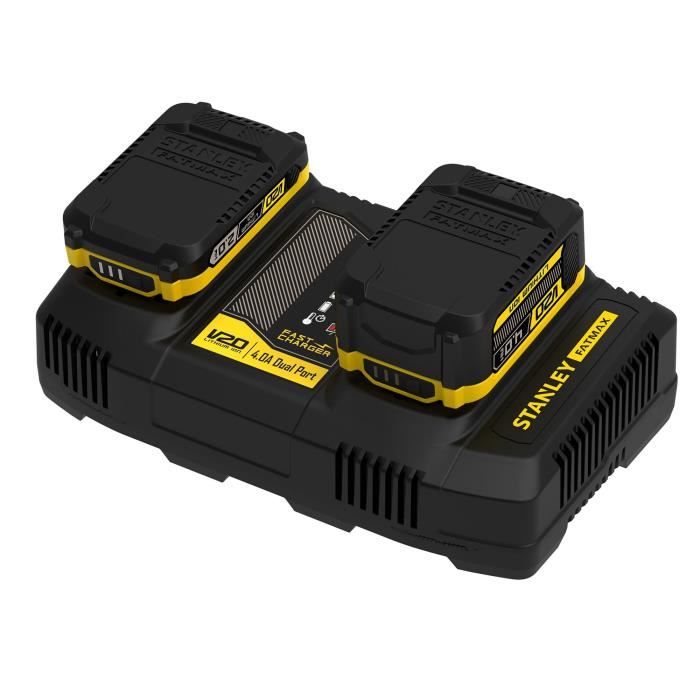 Dual 18V 4A Charger - STANLEY FATMAX - Compatible with all batteries in the V20 range - SFMCB24-QW