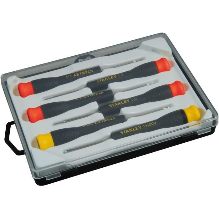 STANLEY Micro Screwdriver Set - 6 Pieces - 4 Slotted + 2 Phillips - STHT0-62631