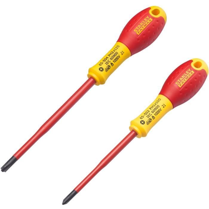 STANLEY FATMAX Set of 2 Screwdrivers - 1000V Insulated - PH1X100 + PH2X125 - FMHT0-62648