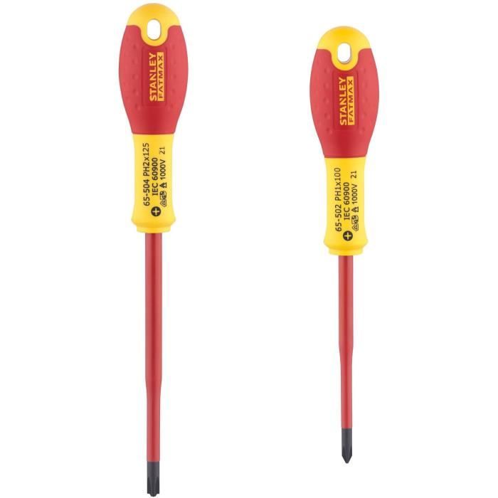 STANLEY FATMAX Set of 2 Screwdrivers - 1000V Insulated - PH1X100 + PH2X125 - FMHT0-62648