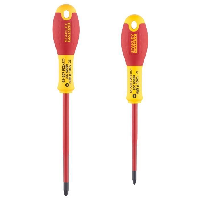 STANLEY FATMAX Set of 2 Screwdrivers - 1000V Insulated - PZ1X100 + PZ2X125 - FMHT0-62649