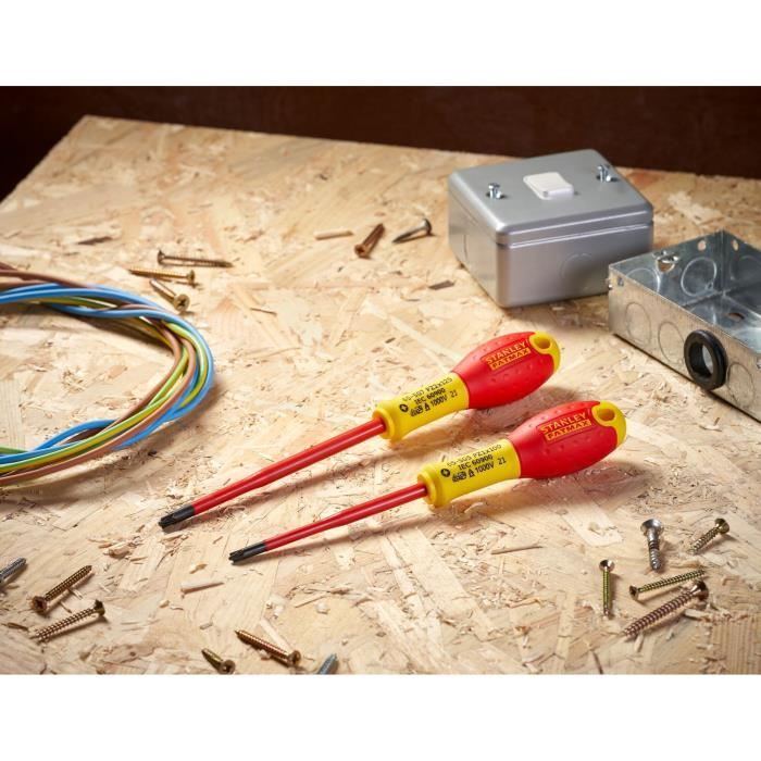 STANLEY FATMAX Set of 2 Screwdrivers - 1000V Insulated - PZ1X100 + PZ2X125 - FMHT0-62649