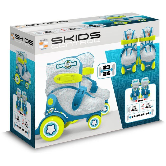 STAMP Adjustable Skates - Size 23-26 - Blue - 4 Wheels