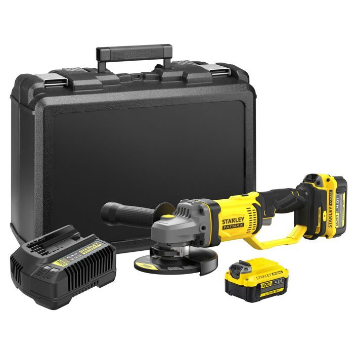 STANLEY FATMAX Cordless Angle Grinder - 18V - SFMCG400M2K-QW - 125 mm - 2 x 4Ah Batteries + 2A Charger V20