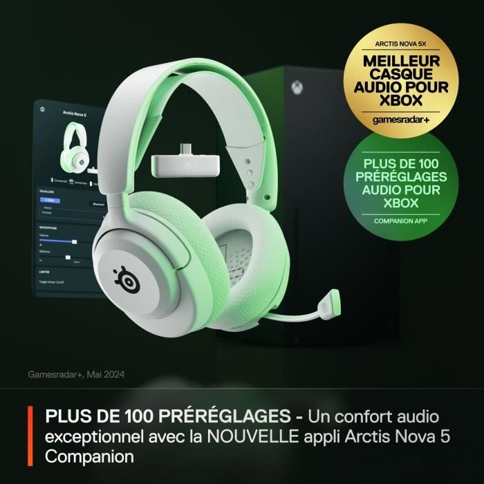 STEELSERIES Wireless Gaming Headset Arctis Nova 5X - White - ClearCast 2.0 - 60-hour Battery Life