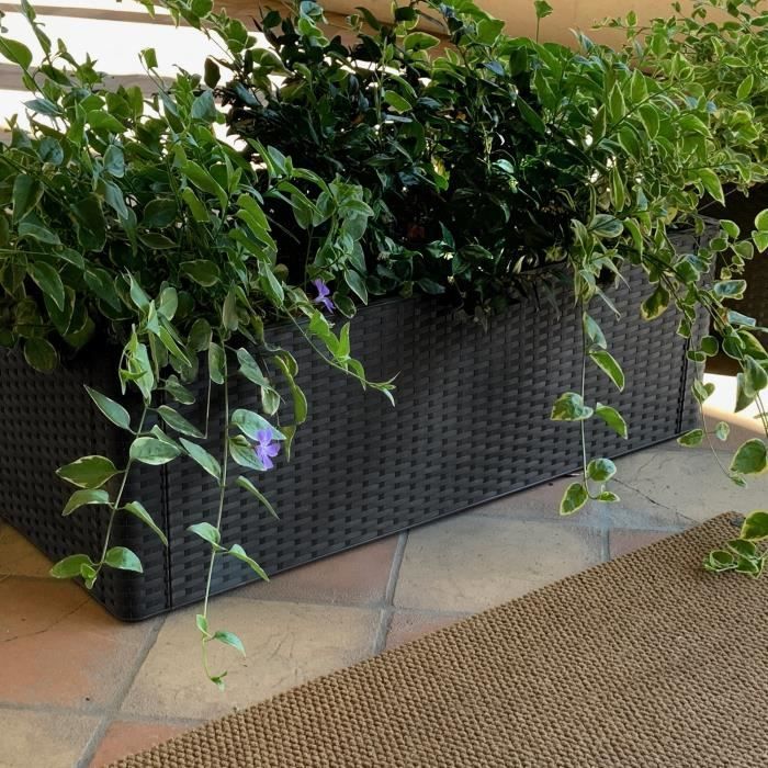 STEFANPLAST NATURAL DELUXE Rectangular Flower Box - 100 x 43 x 33 cm - 90 + 6.5 L Reservoir - Anthracite 100x43xH33cm