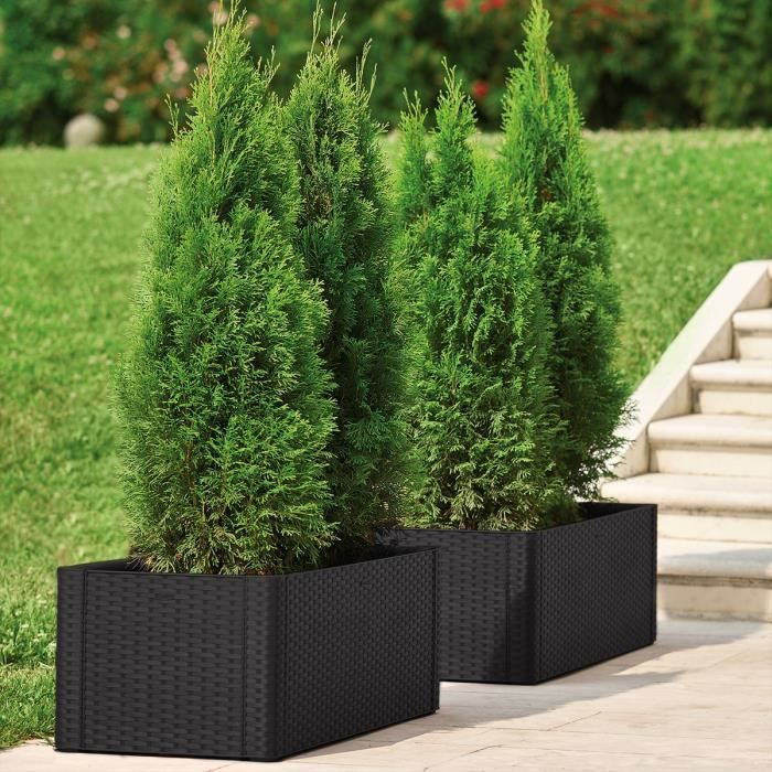 STEFANPLAST NATURAL DELUXE Rectangular Flower Box - 100 x 43 x 33 cm - 90 + 6.5 L Reservoir - Anthracite 100x43xH33cm