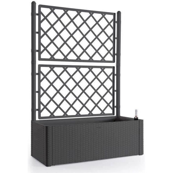 STEFANPLAST NATURAL DELUXE Flower Box with Trellis - Anthracite - 100 x 43 x H142 cm