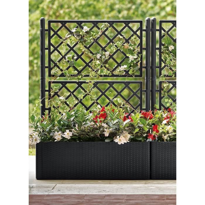 STEFANPLAST NATURAL DELUXE Flower Box with Trellis - Anthracite - 100 x 43 x H142 cm