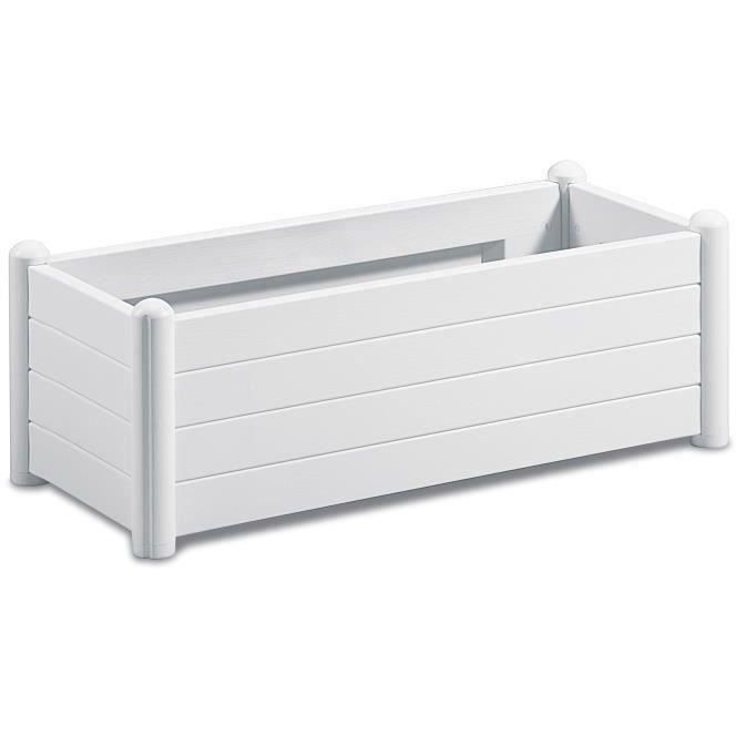 STEFANPLAST Bac a fleurs/jardiniere rectangulaire - ITALIA - Finition effet bois - 100x43xH35cm - 80L - Blanc