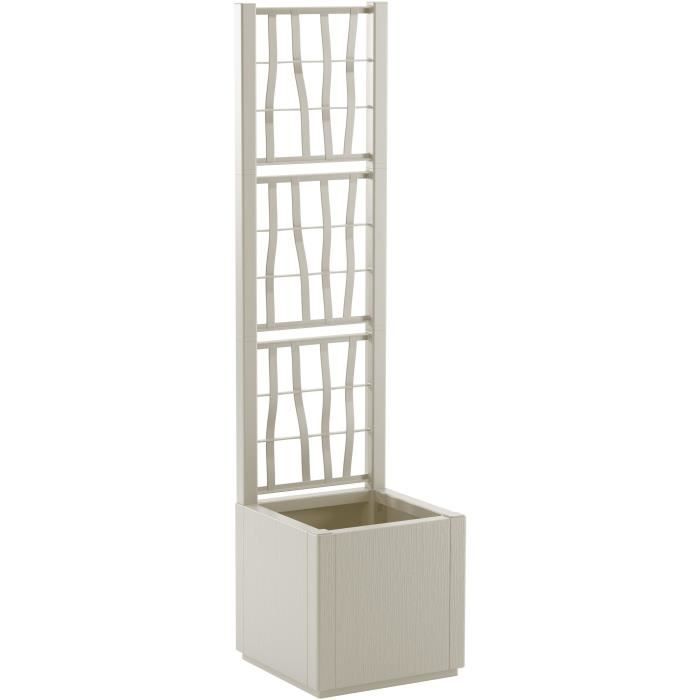 STEFANPLAST ETHICA Flower Box - Chalk - Square with Trellis - 38 L - 36x36x140 cm 36x36xh