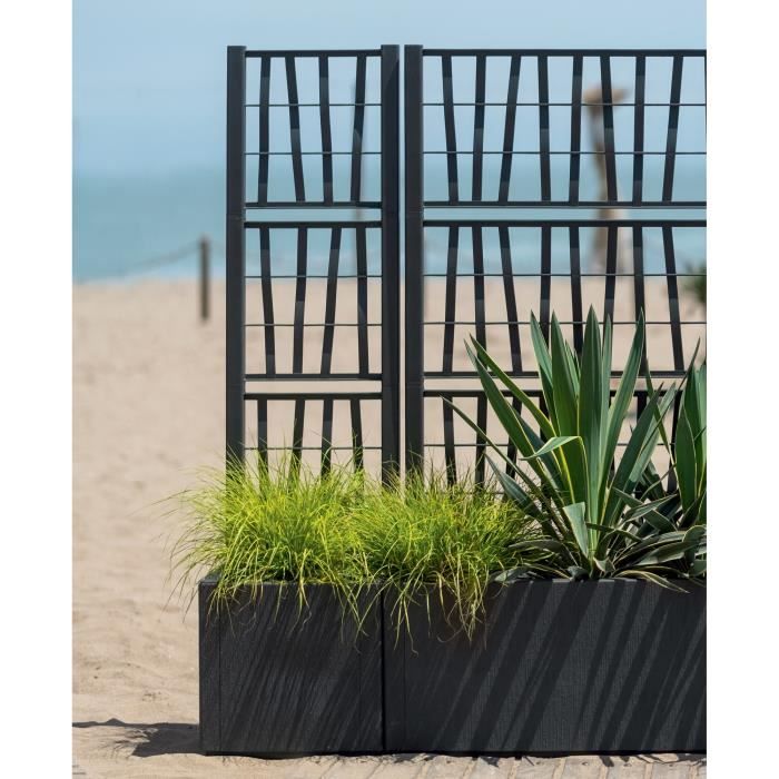 STEFANPLAST ETHICA Flower Box - Graphite - Square with Trellis - 38 L - 36x36x140 cm