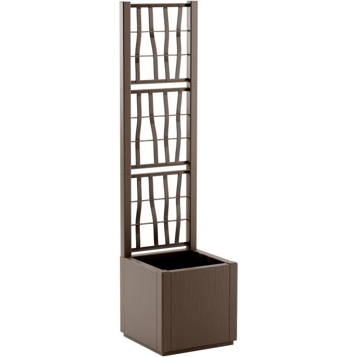 STEFANPLAST ETHICA Flower Box - Taupe - Square with Trellis - 38 L - 36x36x140 cm