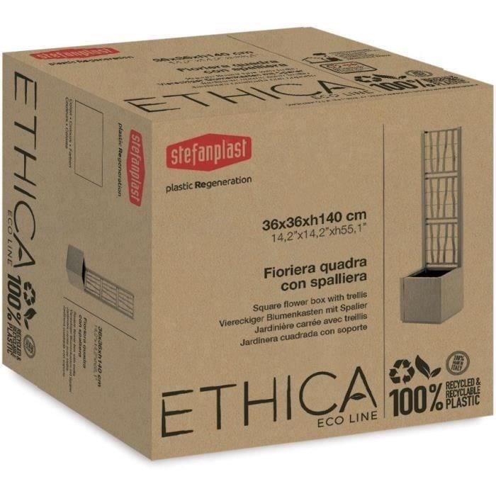 STEFANPLAST ETHICA Flower Box - Taupe - Square with Trellis - 38 L - 36x36x140 cm