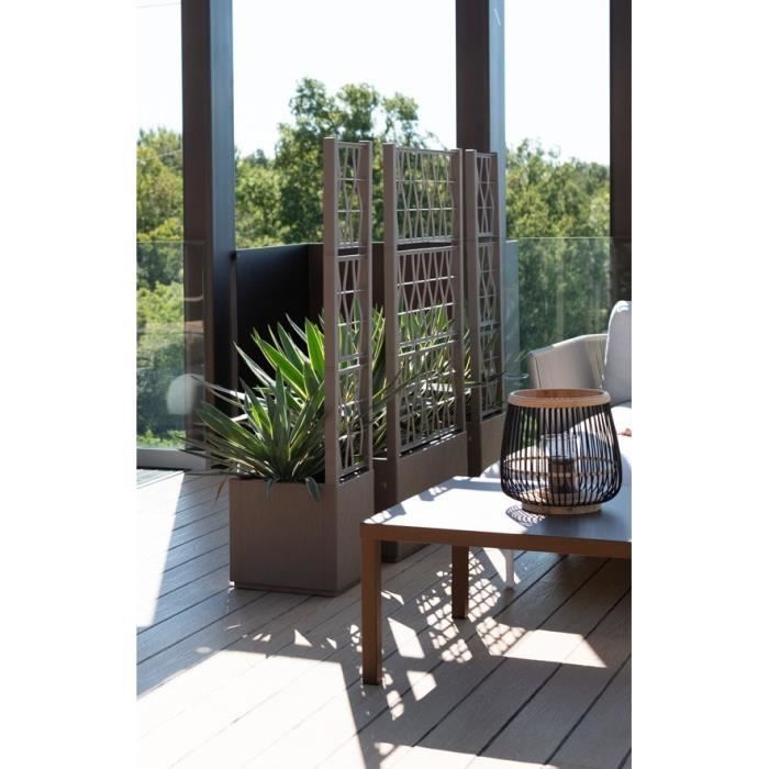 STEFANPLAST ETHICA Flower Box - Taupe - Square with Trellis - 38 L - 36x36x140 cm