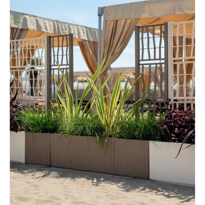 STEFANPLAST ETHICA Flower Box - Taupe - Square with Trellis - 38 L - 36x36x140 cm