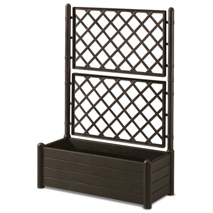 STEFANPLAST ITALIA Flower Box with Trellis - Wood Effect - 100x43xH142 cm - 80 L - Mocha
