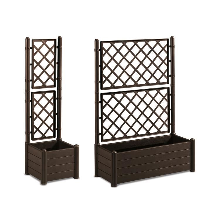 STEFANPLAST ITALIA Flower Box with Trellis - Wood Effect - 100x43xH142 cm - 80 L - Mocha