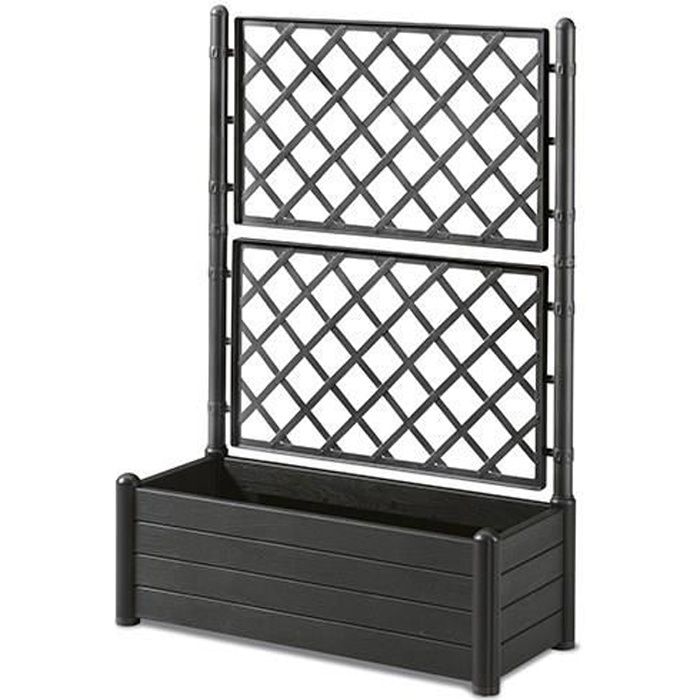 STEFANPLAST ITALIA Flower Box with Trellis - Wood Effect - 100x43xH142 cm - 80 L - Anthracite