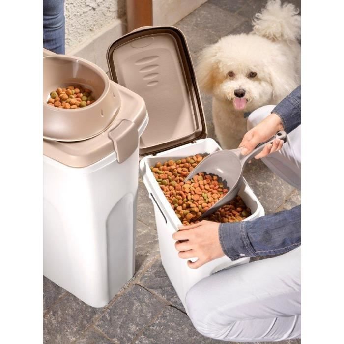KERBL Pet Food Container - 15 L - Brown/White - Hermetic Closure