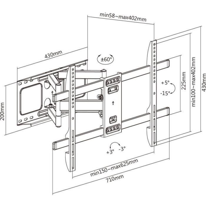 Stell Mobile TV Stand - 37-80 inch - 60 kg - Adjustable - SHO 5630