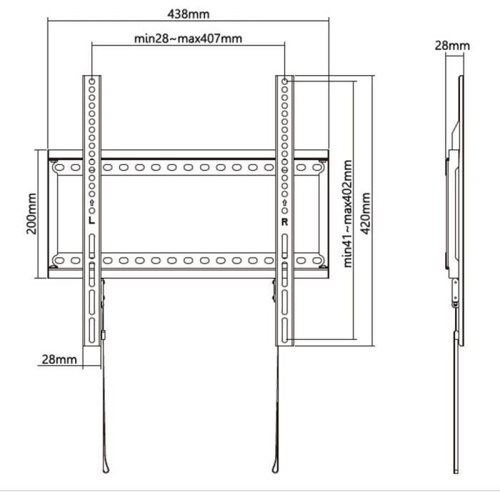 Stell Fixed TV Mount - SLIM - 32-70 inch - 75 kg - VESA Compatible - SHO 5200