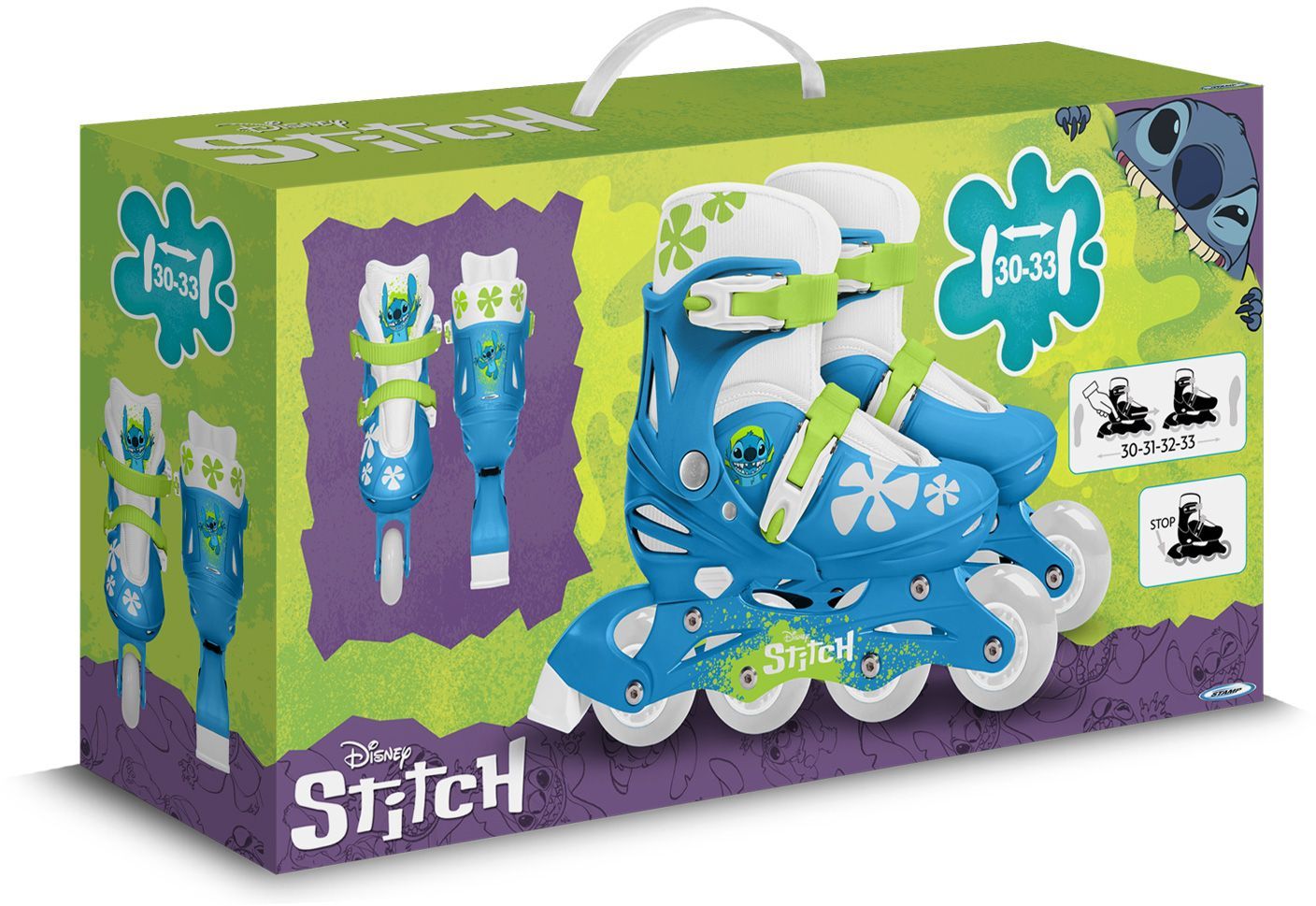 Patins en ligne ajustable - STITCH - Enfant - Bleu - Taille 30-33