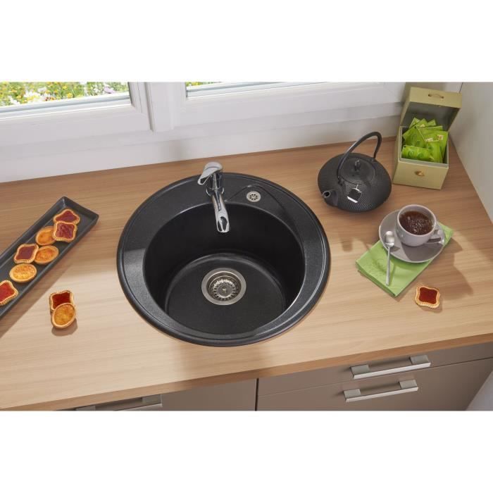 STRADOUR Built-in Sink - Ronda - SMC Black - 1 Bowl - Ø 49 cm - Manual Emptying
