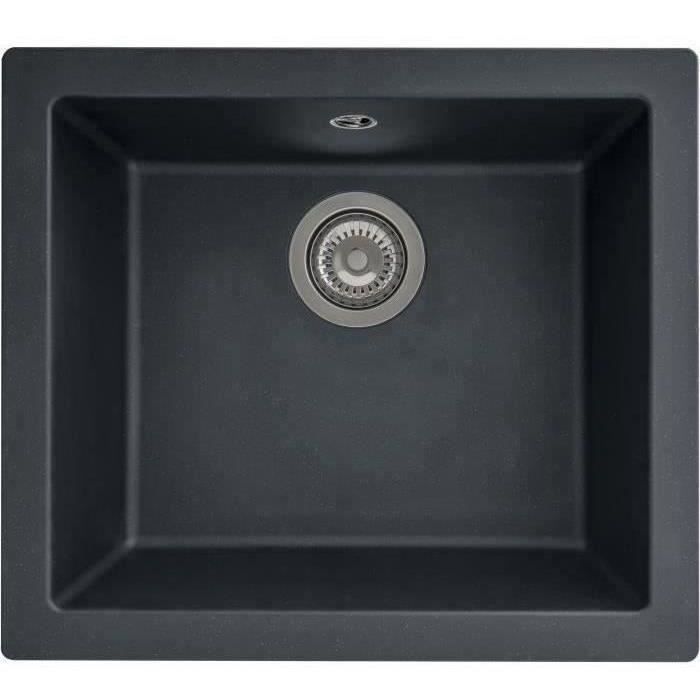STRADOUR Single Bowl Sink - Resin - Glittery Black - Inset or Undermount