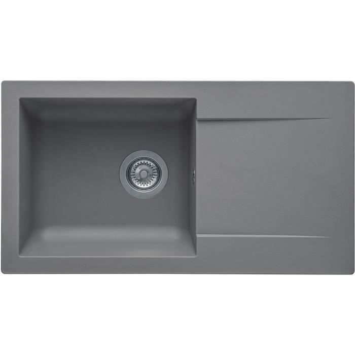 STRADOUR EINNA Inset Kitchen Sink - 1 Bowl - Concrete Grey - 78 x 43.5 cm - Manual Waste