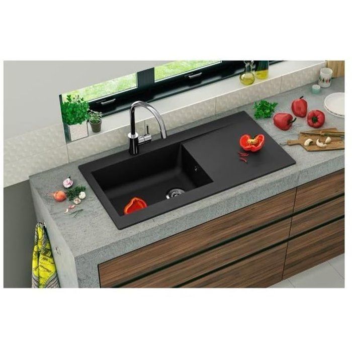 STRADOUR Inset Sink 1000 x 500 mm, 1 Large Bowl - Black - LIERRA - Made in France