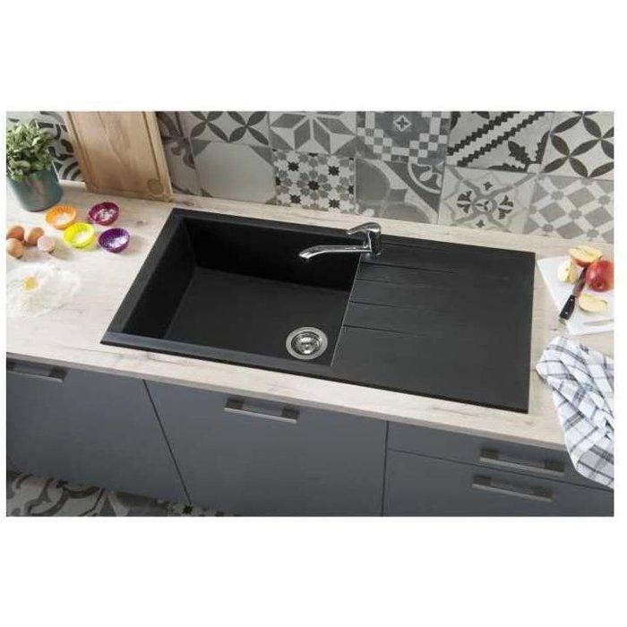 STRADOUR CUBE Inset Sink, Black Glitter SMC - 06,1 Bowl, 100 x 50 cm