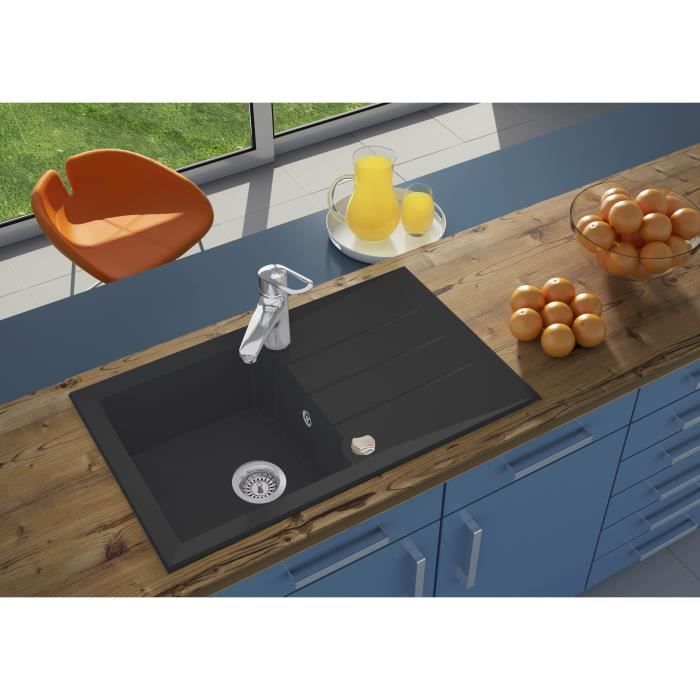 STRADOUR Alineo Inset Sink, Black BMC Resin - 81 x 50 cm