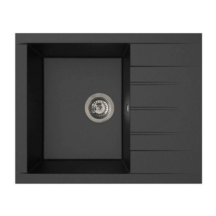 Evier - Résine SMC - Noir pailleté - A encastrer - STRADOUR - Cube 1C XS - 62 x 50 cm