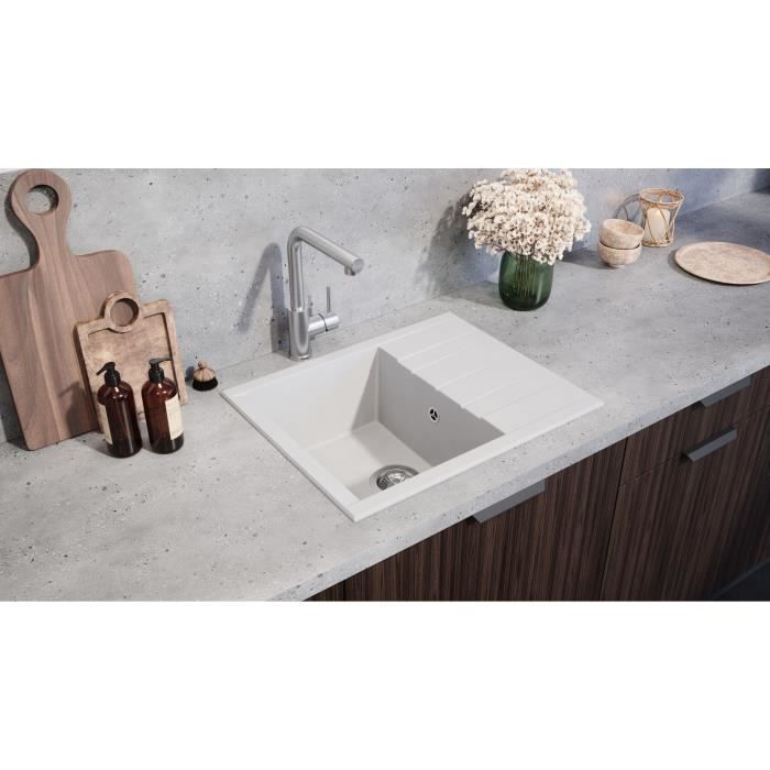 STRADOUR Cube 1C XS Sink - SMC Resin - Plain White - Inset - 62 x 50 cm