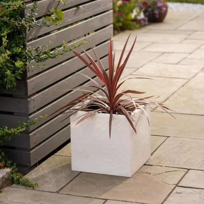STRATA Flower Pot L - Square - Riven - Ø 38.5 cm x H 46.5 cm - Stone Color