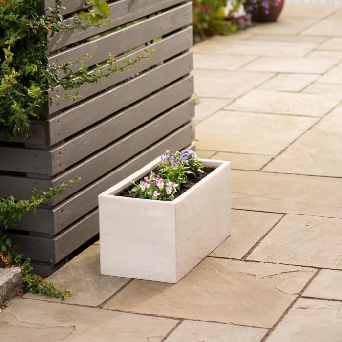 STRATA Flower Pot - Riven Trough - Ø 38.5 cm x 17.5 cm H x 46.5 cm L - Stone Color