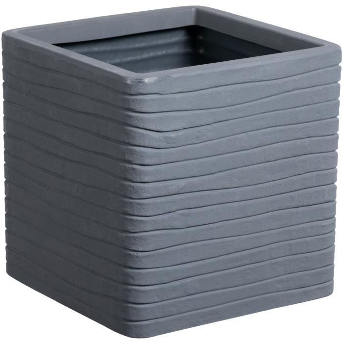 Flower pot - STRATA - Square - Banbury - Ø 30.5 cm x 30 cm H - Graphite color