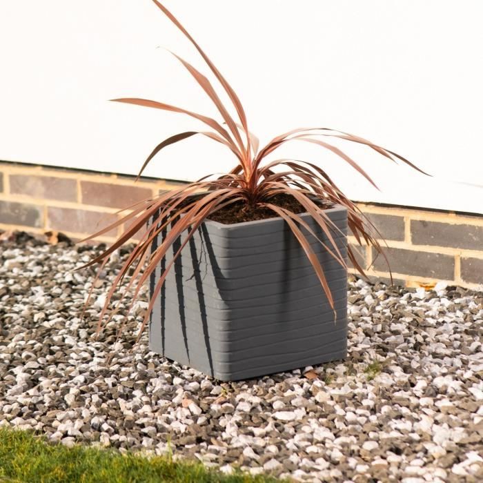 Flower pot - STRATA - Square - Banbury - Ø 30.5 cm x 30 cm H - Graphite color