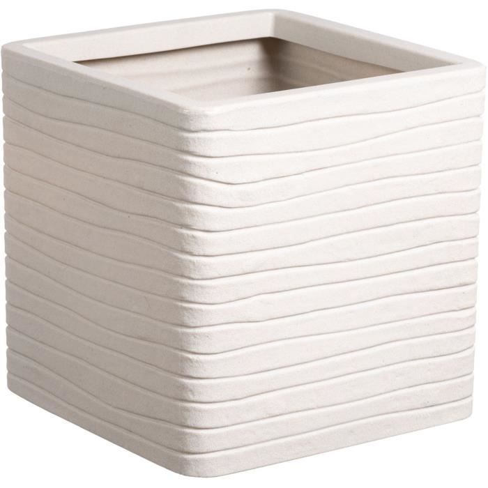 Flower pot - STRATA - Square - Banbury - Ø 30.5 cm x 30 cm H - Stone color