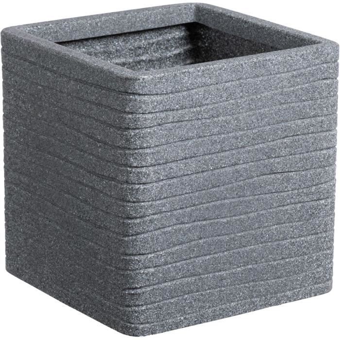 Flower pot - STRATA - Square - Banbury - Ø 30.5 cm x 30 cm H - Ash color