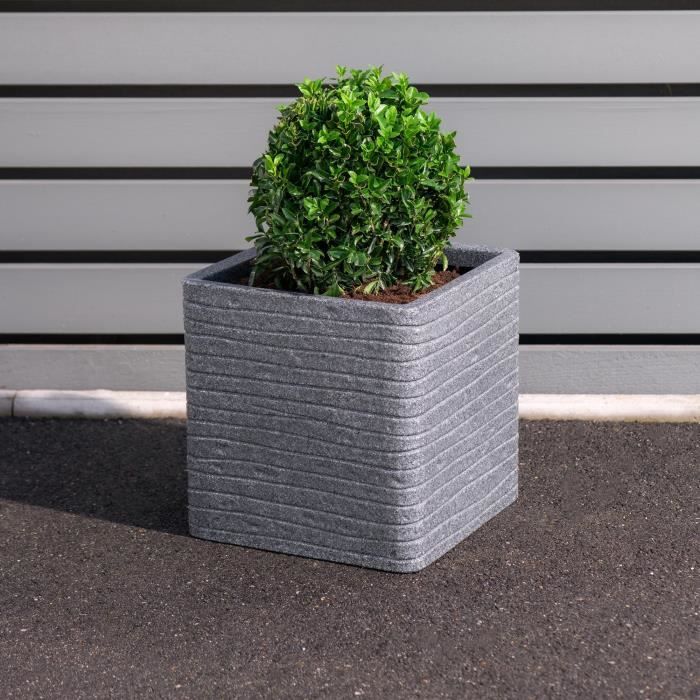 Flower pot - STRATA - Square - Banbury - Ø 30.5 cm x 30 cm H - Ash color