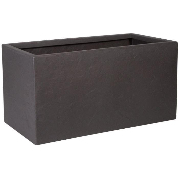 Flower pot - STRATA - Riven trough - Ø 38.5 cm x 17.5 cm H x 46.5 cm L - Ash color