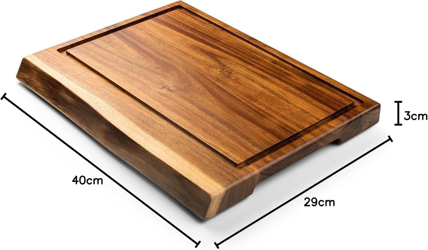 Style de Vie Non-slip Cutting Board - Acacia - 40 x 29 x 3 cm - With Groove and Handle