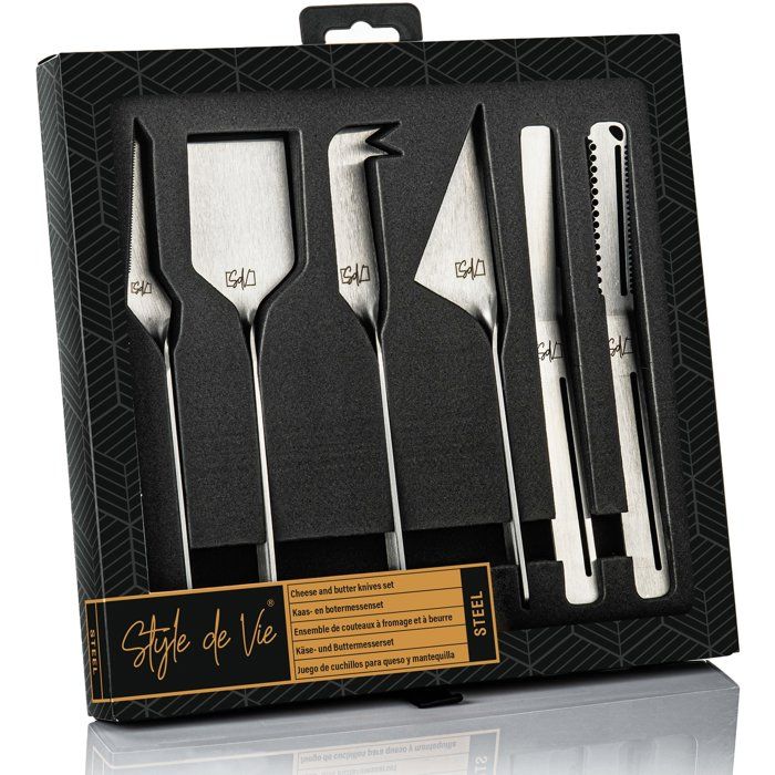 LIFESTYLE Cheese and Butter Knife Set - 6 Pieces - Stainless Steel - Silver