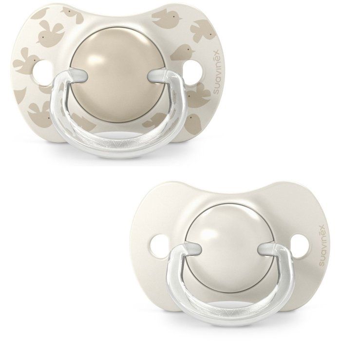 SUAVINEX Symmetrical Pacifiers - Pack of 2 - 6 to 18 months - Birdies - Beige