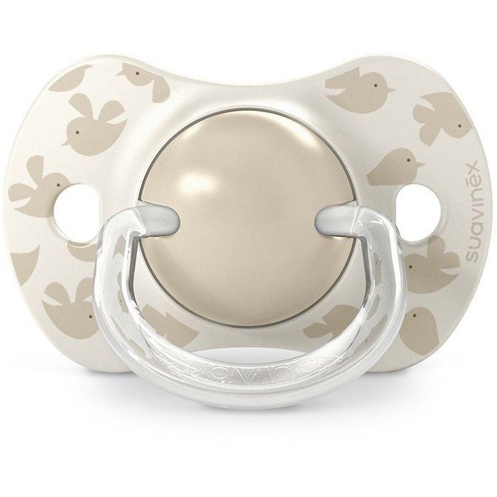 SUAVINEX Symmetrical Pacifiers - Pack of 2 - 6 to 18 months - Birdies - Beige