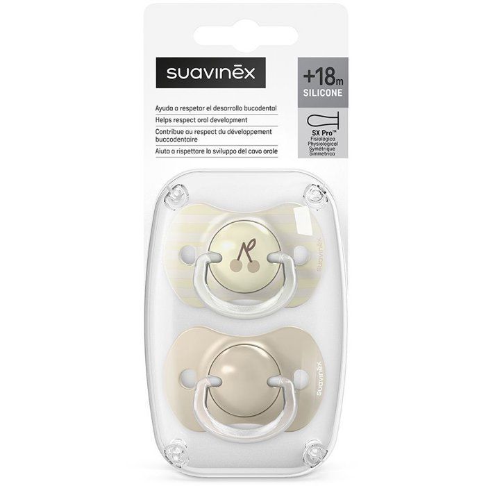 SUAVINEX Set of 2 Symmetrical Pacifiers - SX Pro - 18 m+ - Beige